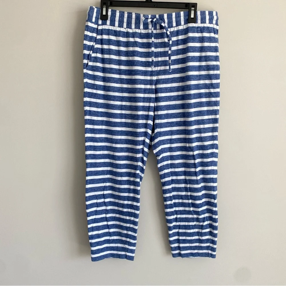 Vineyard Vines Navy Blue White Striped Knit Nautical Capri Pants Size Medium - Picture 3 of 10